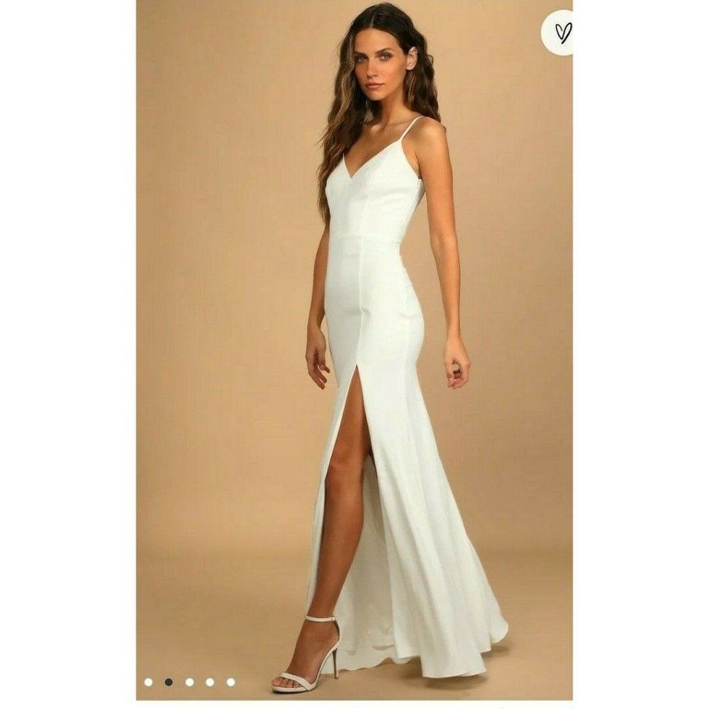 Lulu's Dress Vow of Romance White Cutout Maxi Dress Medium